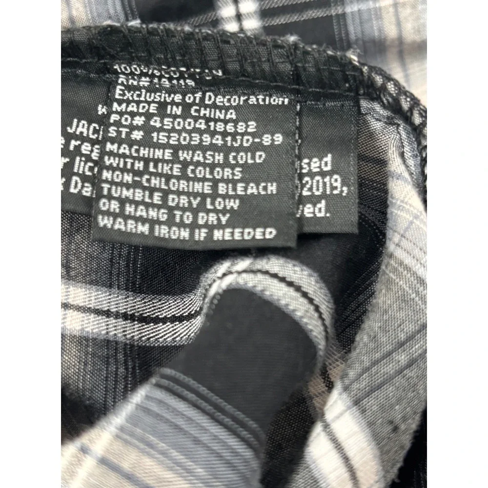 Jack Daniels Long Sleeve Button Up Western Plaid Shirt Snap Buttons Sz Large